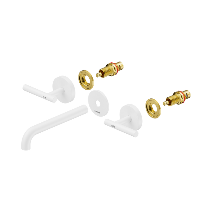 Nero Mecca Lever Wall Basin/Bath Set 185mm Spout Trim kits Only - Matte White