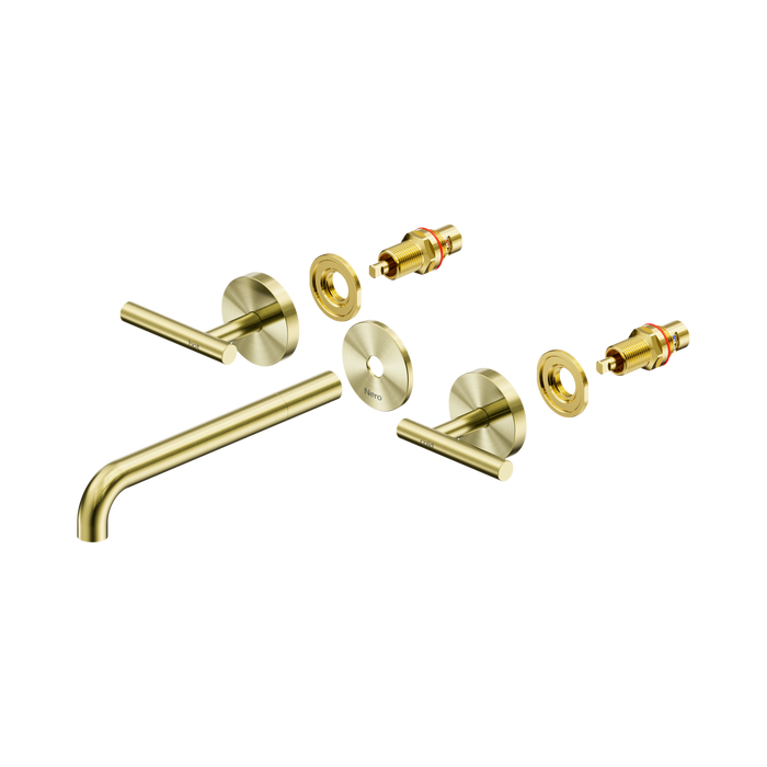 Nero Mecca Lever Wall Basin/Bath Set 220mm Spout Trim kits Only - Brushed Gold