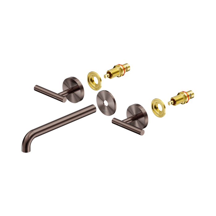 Nero Mecca Lever Wall Basin/Bath Set 220mm Spout Trim kits Only - Brushed Bronze