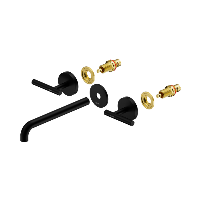 Nero Mecca Lever Wall Basin/Bath Set 220mm Spout Trim kits Only - Matte Black