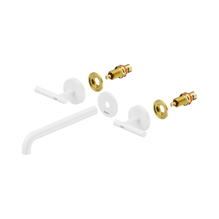 Nero Mecca Lever Wall Basin/Bath Set 220mm Spout Trim kits Only - Matte White