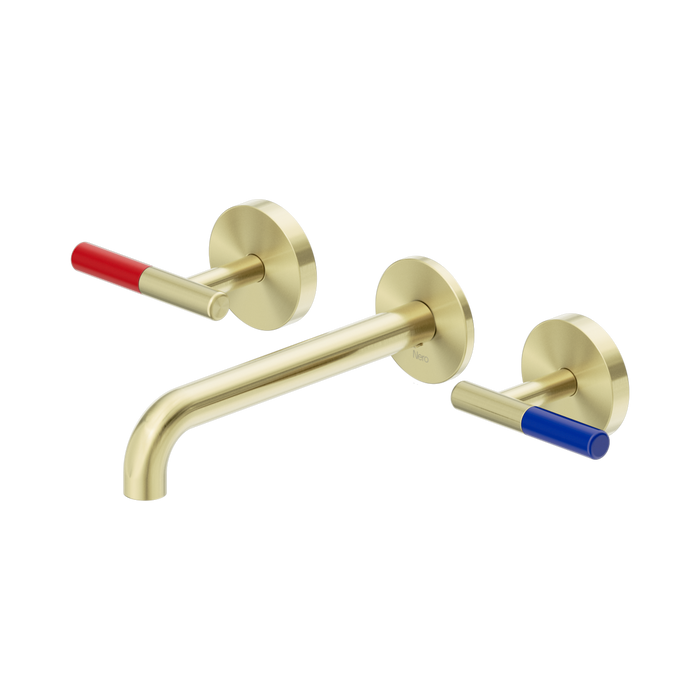Nero Mecca Care Lever Wall Basin/Bath Set 185mm Spout - Brushed Gold