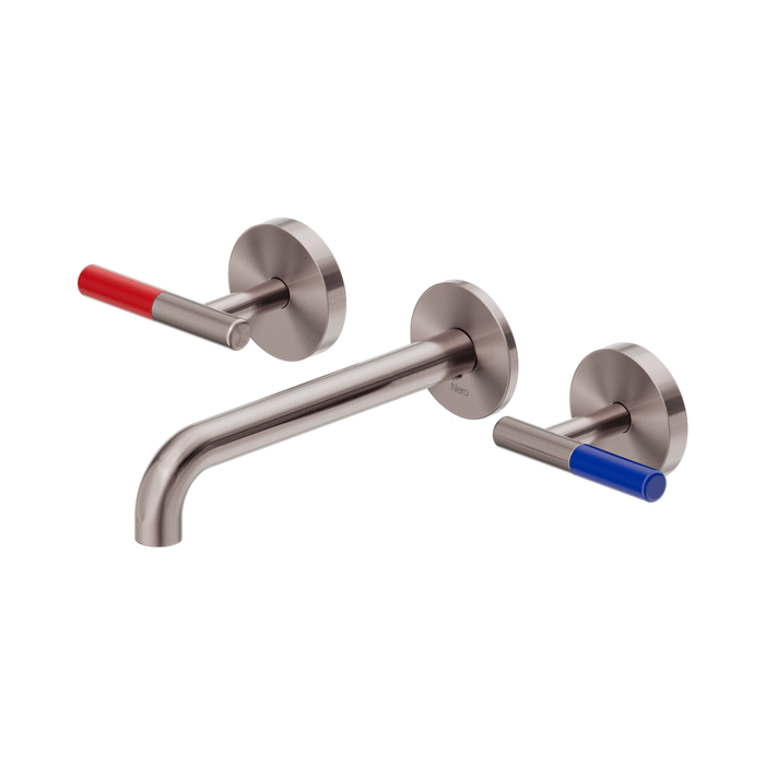 Nero Mecca Care Lever Wall Basin/Bath Set 185mm Spout - Brushed Bronze