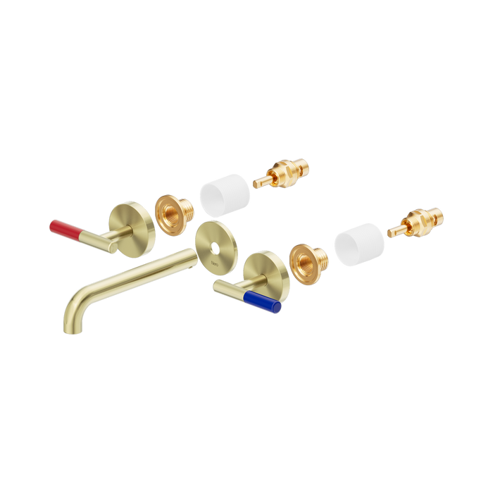 Nero Mecca Care Lever Wall Basin/Bath Set 185mm Spout Trim Kit Only - Brushed Gold
