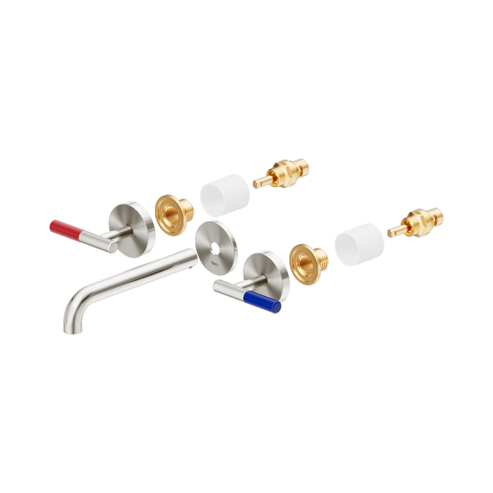 Nero Mecca Care Lever Wall Basin/Bath Set 185mm Spout Trim Kit Only - Brushed Nickel