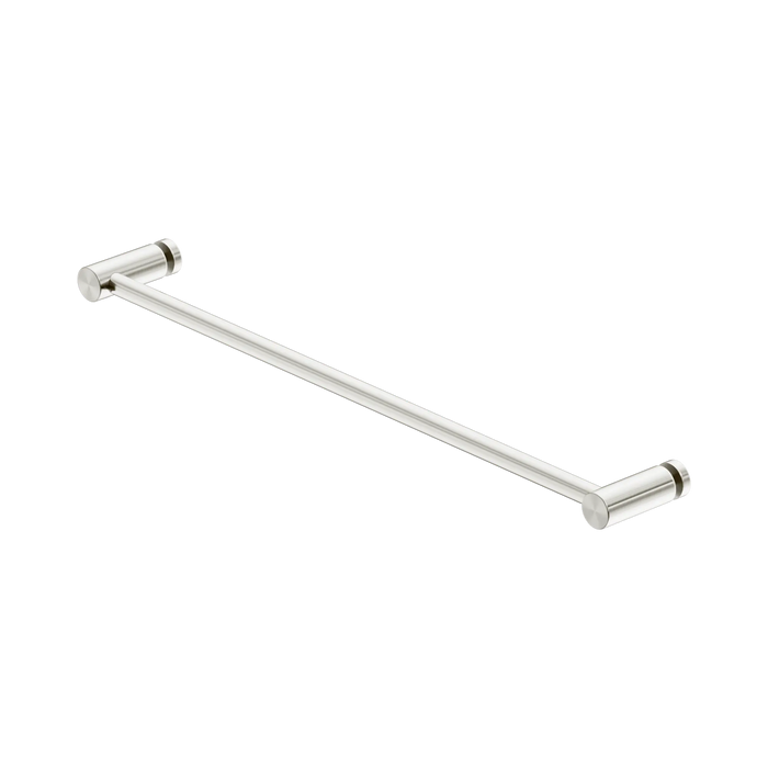 Nero 600mm Glass Mount Single Towel Rail - Brushed Nickel