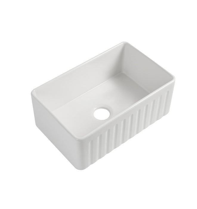 ELIO 760x459x254mm Fine Fireclay Butler Sink Single Bowl Farmhouse Kitchen Sink - Clearance