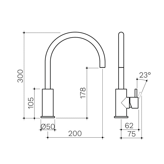 Round Pin Sink Mixer - Chrome - Lead Free