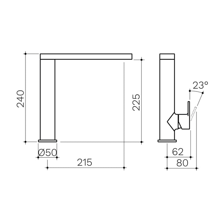 Round Square Sink Mixer - Chrome