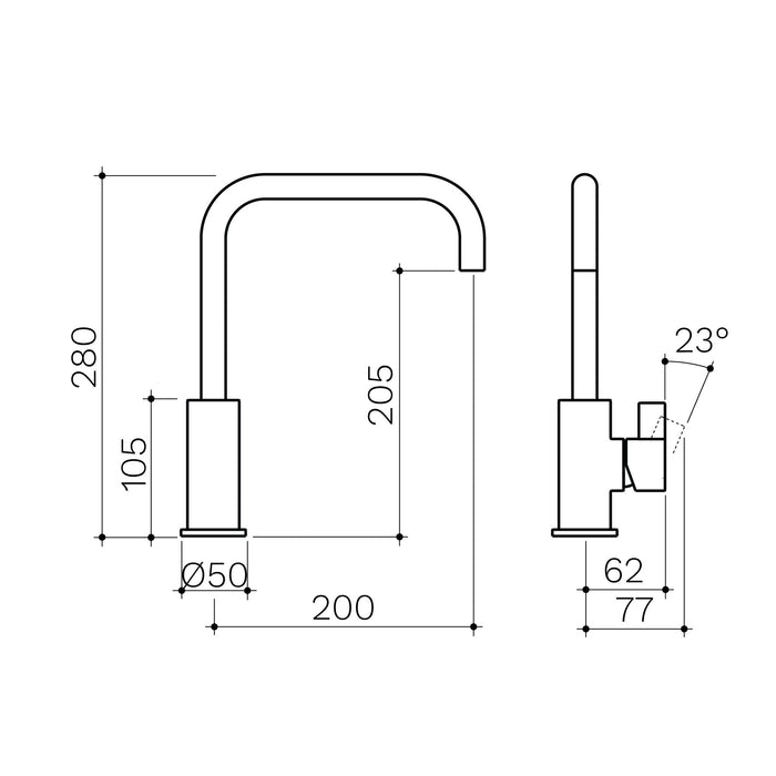 Round Blade Sink Mixer - Matte Black