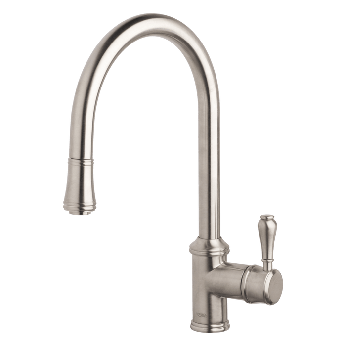 Abey Armando Vicario Provincial Single Lever Kitchen Mixer with Pull Out Lead Free - Brushed Nickel - Clearance