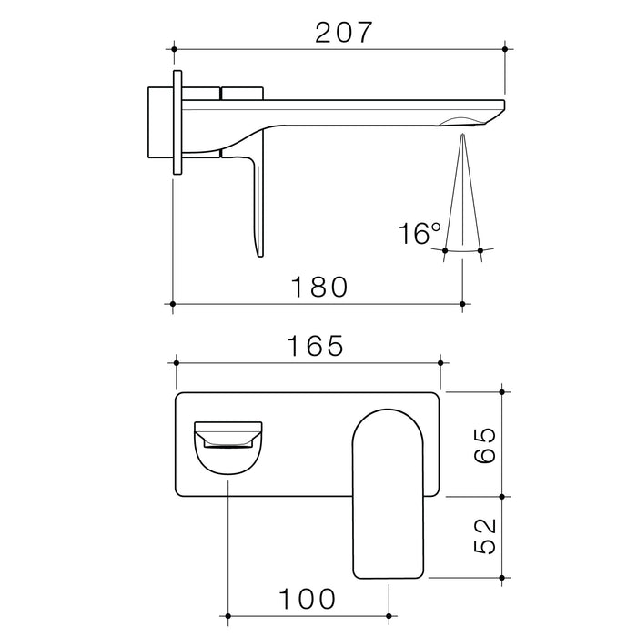 Urbane II 180mm Wall Basin / Bath Trim Kit - Rectangular Cover Plate