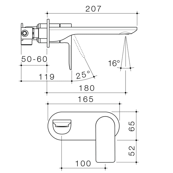 Urbane II 180mm Wall Basin / Bath Mixer - Round Cover Plate - Sales Kit