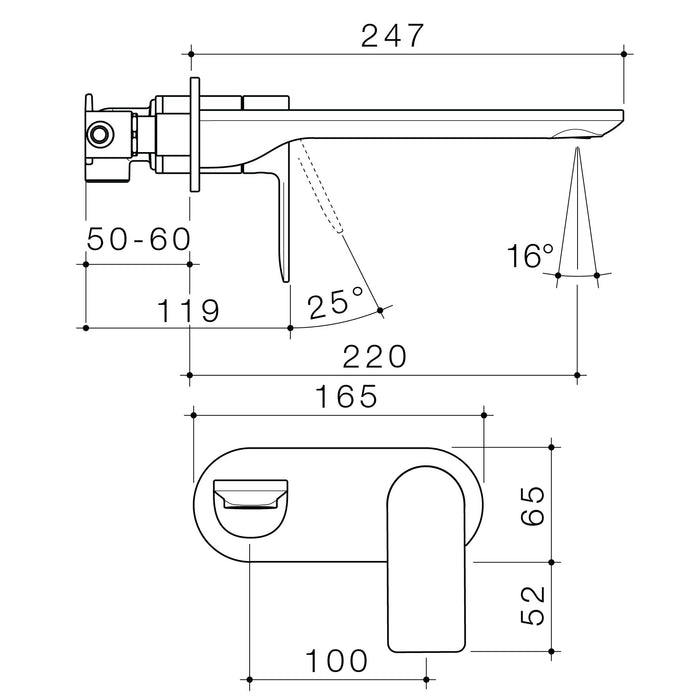 Urbane II 220mm Wall Basin / Bath Mixer - Round Cover Plate - Sales Kit