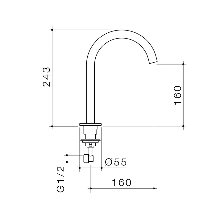 Liano II Hob Swivel Outlet 160mm