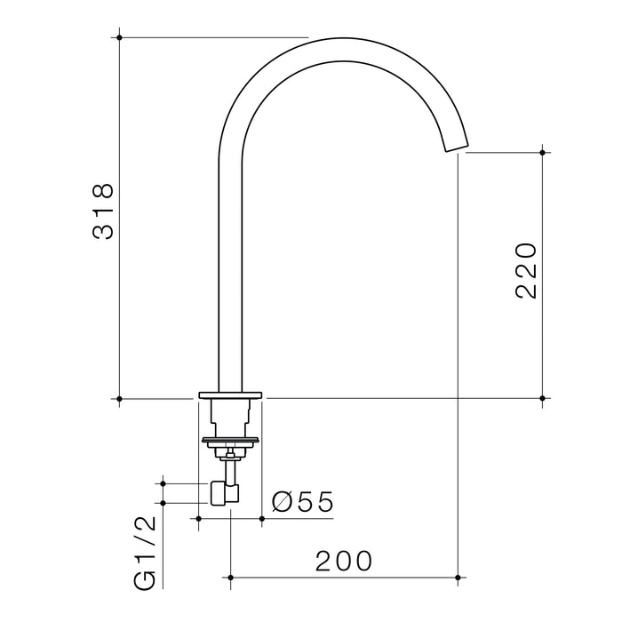 Liano II Hob Swivel Outlet 200mm