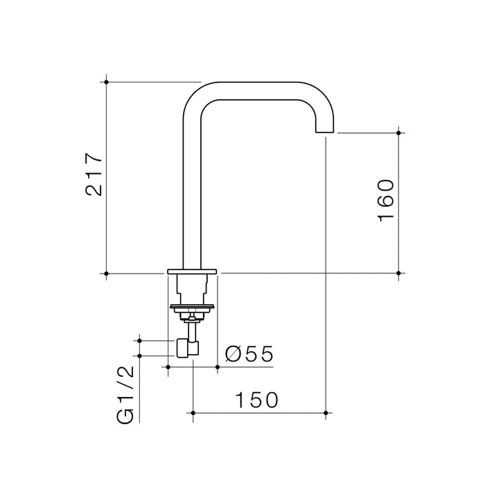 Urbane II Hob Swivel Outlet 150mm