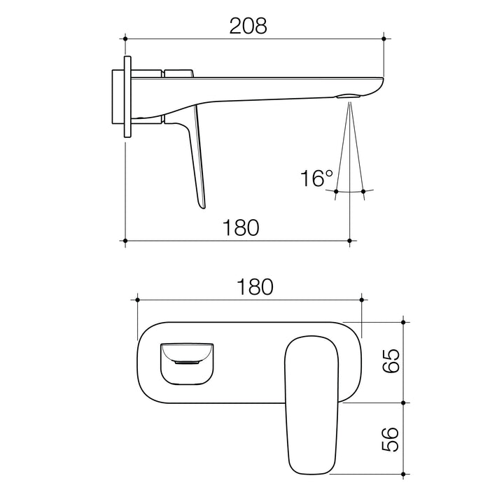 Contura II Wall Basin/Bath Mixer 180mm - Trim Kit