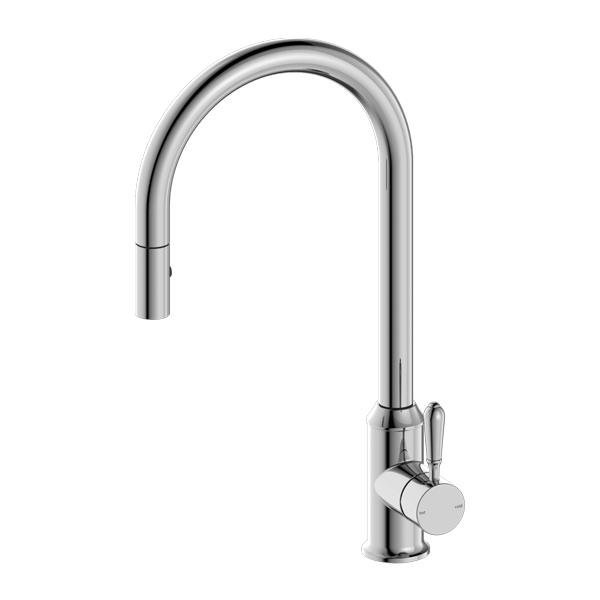 Nero York Pull Out Sink Mixer With Vegie Spray Function With Metal Lever