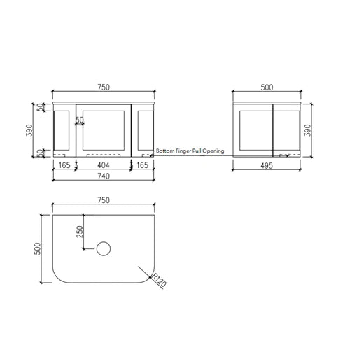 Cassa Design Westminster 750mm Wall Hung Vanity Pale Grey