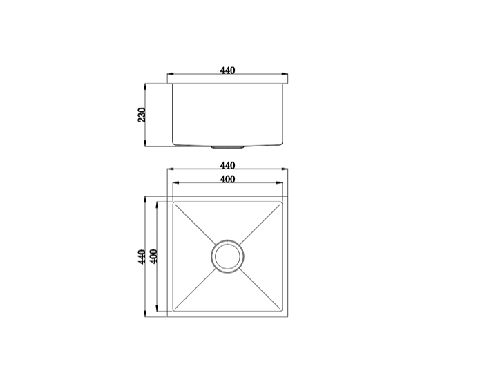 ELIO 440x440x230mm Chrome Stainless Steel Single Bowl Kitchen Sink - Clearance