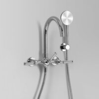 Astra Walker Astra Walker Icon + Lever Knurled Bath Mixer with Single-Function Hand Shower Wall Mount – A68.20.V2.M.KN – A68.20.V2.M.KN