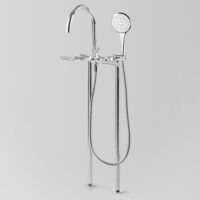 Astra Walker Astra Walker Icon + Lever Knurled Bath Mixer with Multi-Function Hand Shower Floor Mount – A68.22.V2.KN