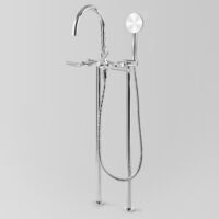 Astra Walker Astra Walker Icon + Lever Knurled Bath Mixer with Single-Function Hand Shower Floor Mount – A68.22.V2.M.KN