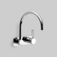 Astra Walker Astra Walker Icon + Lever Knurled Wall Set with 230mm Swivel Spout on Backplate – A68.28.48.BP.KN – A68.28.48.BP.KN
