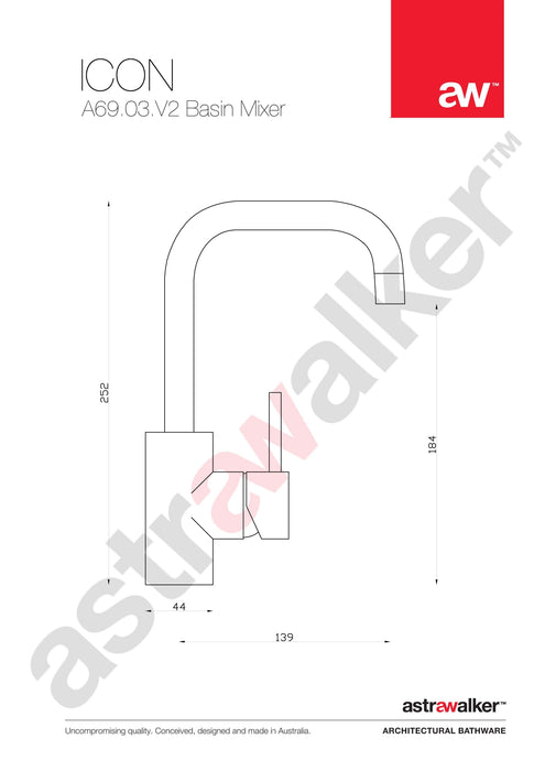 Astra Walker Icon Basin Mixer with swivel spout - a69.03.v2