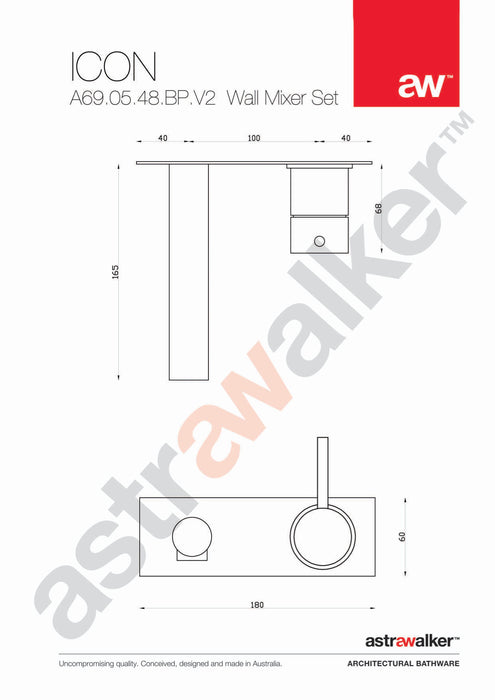 Astra Walker Icon Wall Set with Mixer on Backplate with 155mm Spout - a69.05.48.bp.v2