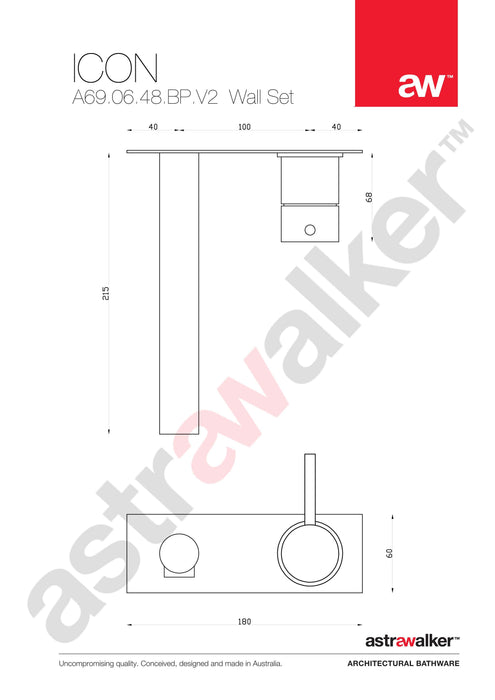 Astra Walker Icon Wall Set with Mixer on Backplate with 200mm Spout - a69.06.48.bp.v2