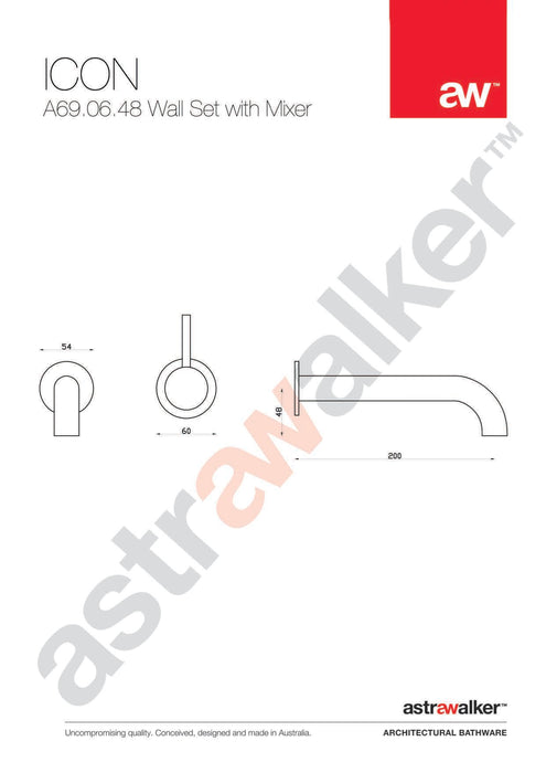 Astra Walker Icon Wall Set with 200x25mm Spout - a69.06.48