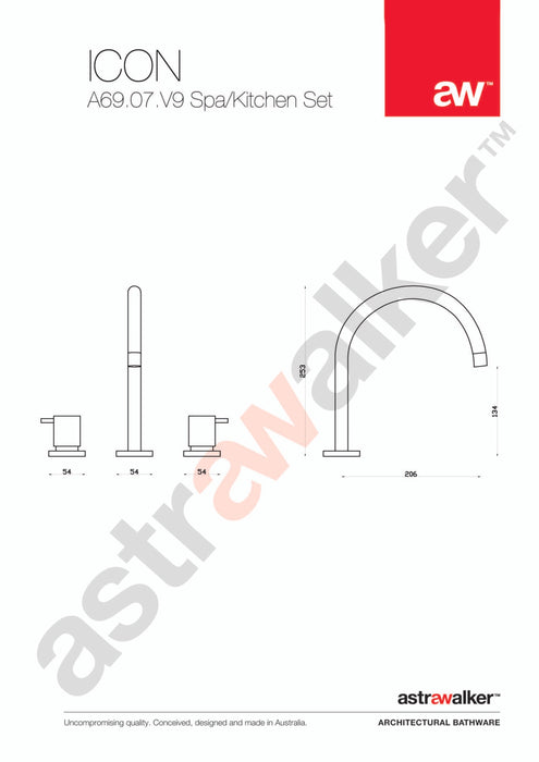 Astra Walker Icon Hob Set with 206mm swivel spout - a69.07.v9