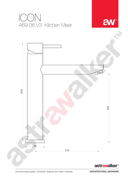 Astra Walker Icon Kitchen Mixer with Swivel Base - a69.08.v3