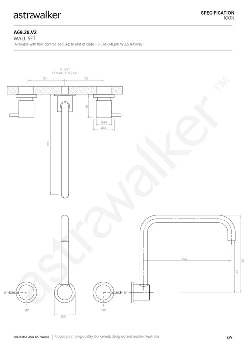 Astra Walker Icon Wall Set with swivel spout - a69.28.v2