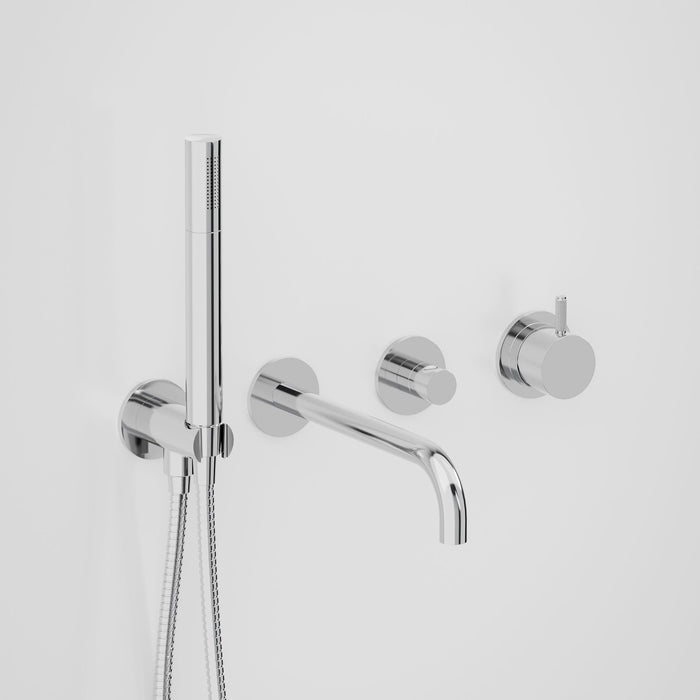 Astra Walker Icon Axial Knurled Wall Set with Hand Shower, Diverter, Mixer, on Backplate – A88.06.48.42.V4