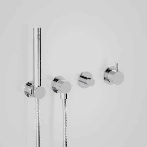Astra Walker Icon Axial Knurled Wall Mixer Set with Hand Shower & Diverter on Backplate – A88.48.42.V4