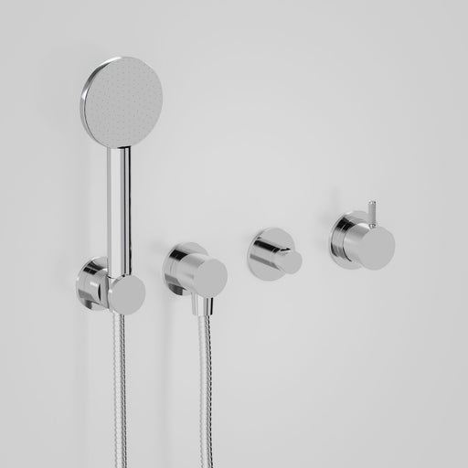 Astra Walker Icon Axial Knurled Wall Mixer Set with Single-Function Hand Shower & Diverter on Backplate – A88.48.42.V5.M