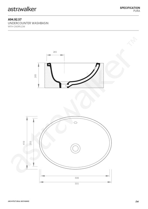 Astra Walker Pura Undercounter Washbasin A94.92.57