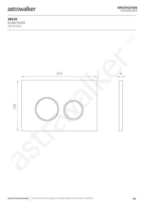 Astra Walker Flush Plate (ABS) A99.93