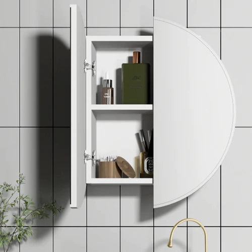 Cassa Design Auris 600mm Matte White Round Shaving Cabinet