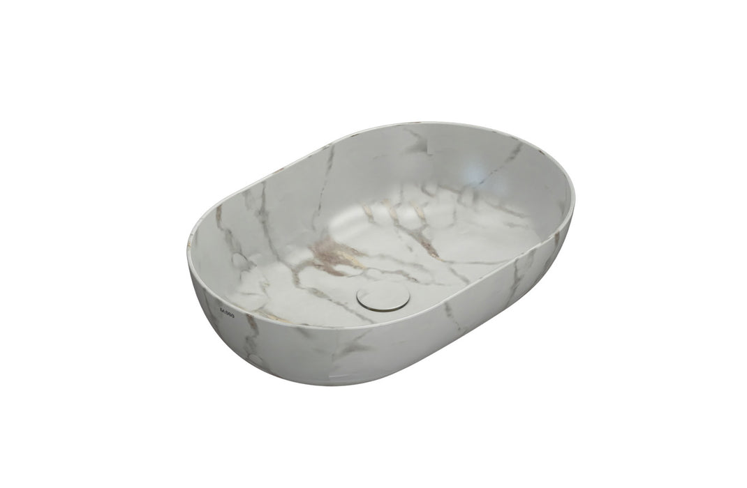 Globo T-Edge Oval Countertop Basin 600mm - Gloss White