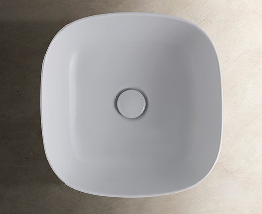 Globo T-Edge Soft Square Countertop Basin 420mm - Gloss White