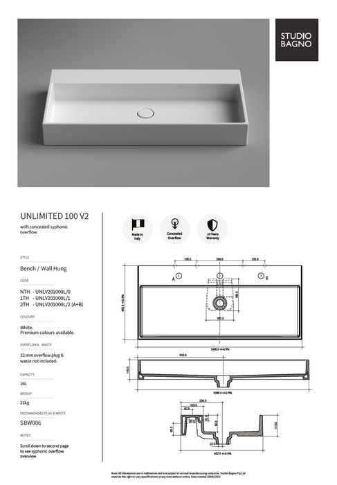 Studio Bagno Unlimited 100 V2 1006mm