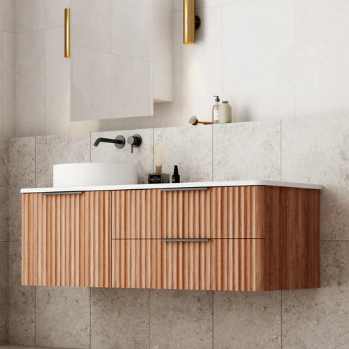 Cassa Design Gravity 1200mm Left Hand Basin Natural Walnut Wall Hung Vanity