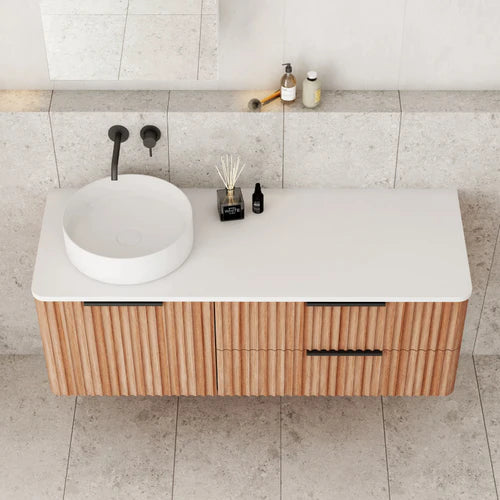 Cassa Design Gravity 1200mm Left Hand Basin Natural Walnut Wall Hung Vanity