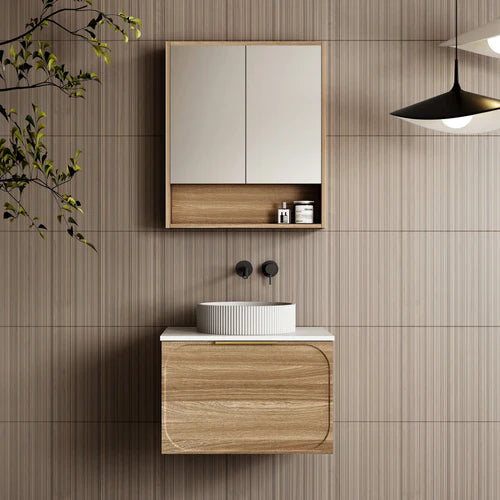 Cassa Design Cicero 600mm Natural Walnut Wall Hung Vanity