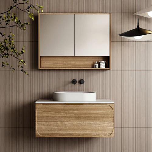 Cassa Design Cicero 900mm Natural Walnut Wall Hung Vanity