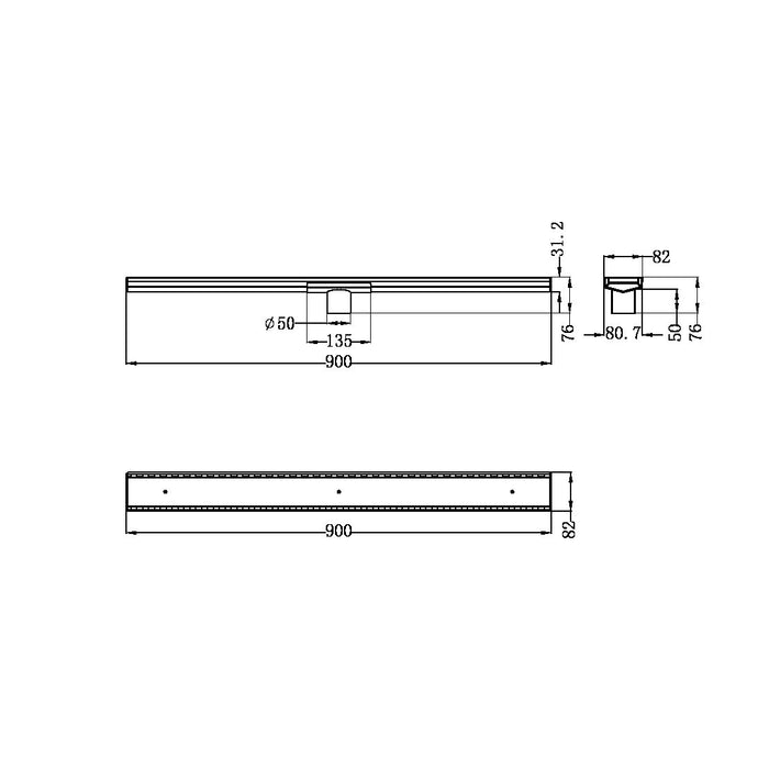 Nero Tile Insert V Channel Floor Grate 50mm Outlet With Hole Saw